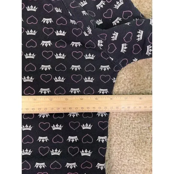 Big Flirt Y2K Black Pink Heart Crown Print Full Zip Hoodie Sweatshirt SZ S E259 - Picture 11 of 12